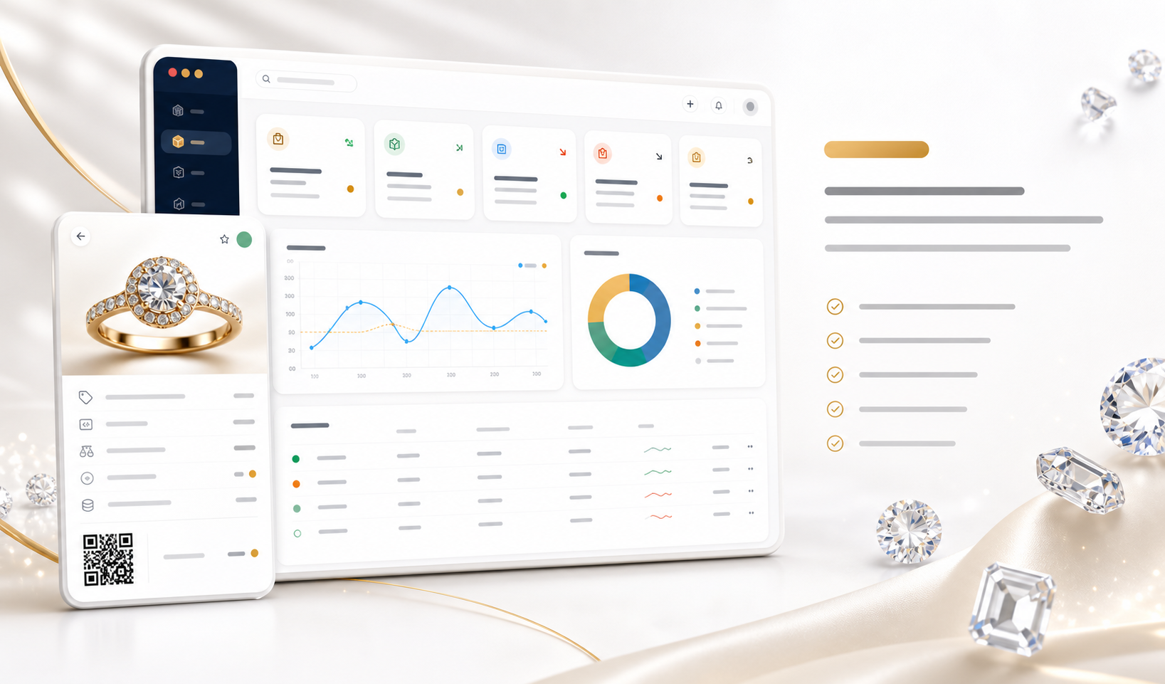 واجهة إدارة قطعة مجوهرات داخل جواهر ERP