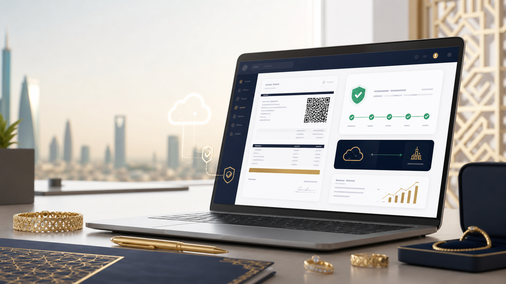 واجهة جواهر ERP تعرض فاتورة إلكترونية متوافقة مع زاتكا المرحلة الثانية